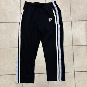 PINK Victoria's Secret Black Lounge Pants with white and blue stripes